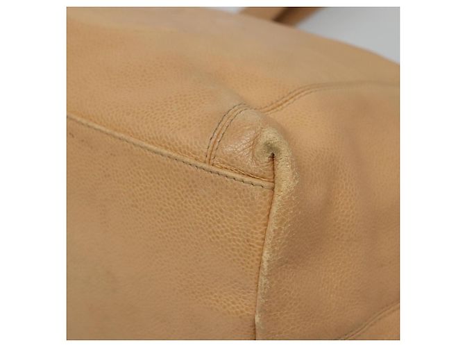 CHANEL COCO Borsa Tote in Pelle Caviar Beige Oro CC Auth BA4943 D'oro - vista 8