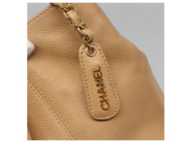 CHANEL COCO Borsa Tote in Pelle Caviar Beige Oro CC Auth BA4943 D'oro - vista 9