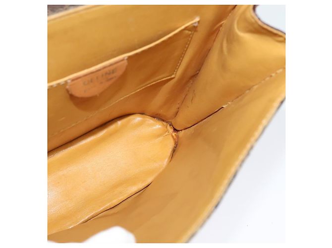 Céline CELINE Macadam Canvas Schultertasche aus PVC-Leder Braun Gold Auth 139816 Golden - Ansicht 19
