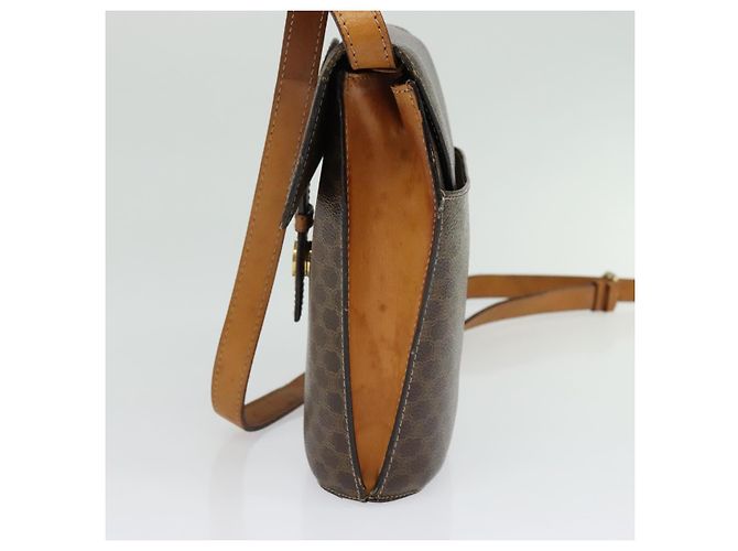 Céline CELINE Macadam Canvas Schultertasche aus PVC-Leder Braun Gold Auth 139816 Golden - Ansicht 3