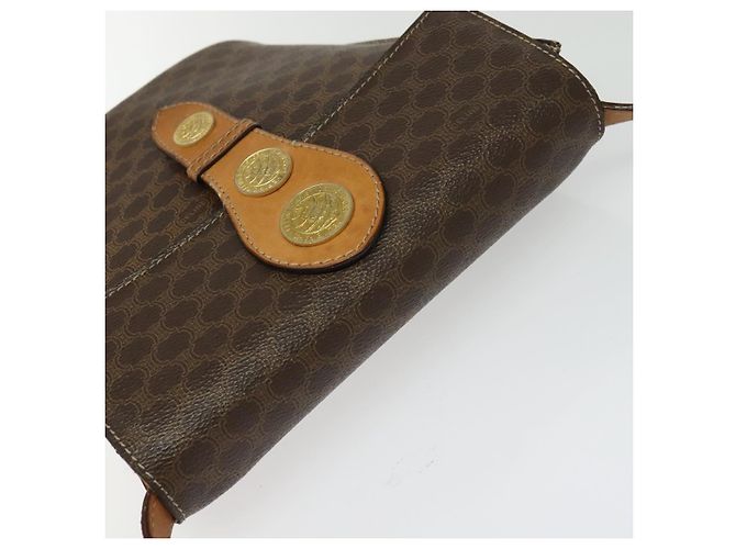 Céline CELINE Macadam Canvas Schultertasche aus PVC-Leder Braun Gold Auth 139816 Golden - Ansicht 6