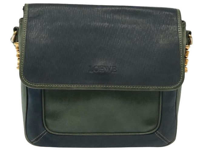 LOEWE Velazquez Borsa a Spalla in Pelle Verde Oro Auth bs28944 D'oro - vista 13
