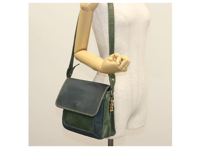 LOEWE Velazquez Borsa a Spalla in Pelle Verde Oro Auth bs28944 D'oro - vista 22
