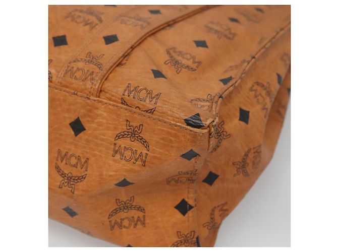 Borsa a Spalla MCM Logogram Vicetos in Pelle PVC Marrone Oro Auth BA4838 - vista 12