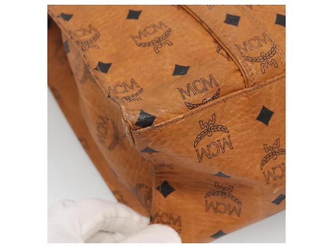Borsa a Spalla MCM Logogram Vicetos in Pelle PVC Marrone Oro Auth BA4838 - vista 13