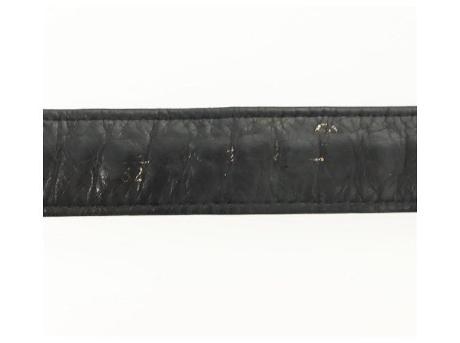 Cinturón de Cadena de Cuero CHANEL 34,6"" Oro Negro CC Auth hk2962 Dorado - vista 10
