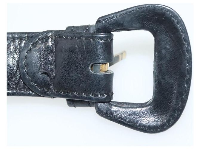 Cinturón de Cadena de Cuero CHANEL 34,6"" Oro Negro CC Auth hk2962 Dorado - vista 7