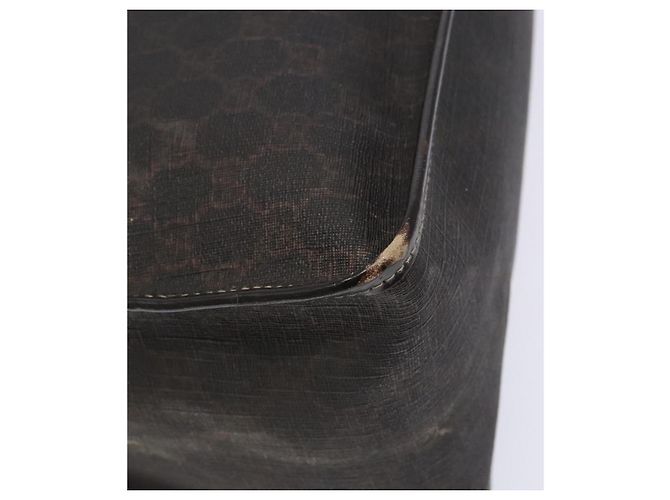 Gucci Borsa GG Supreme in PVC pelle dorata marrone scuro 190259 Auth 139819 - vista 11