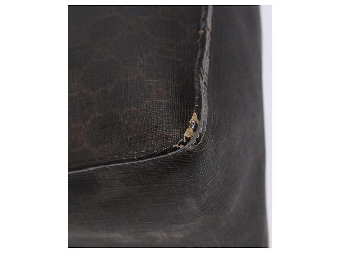 Gucci Borsa GG Supreme in PVC pelle dorata marrone scuro 190259 Auth 139819 - vista 13
