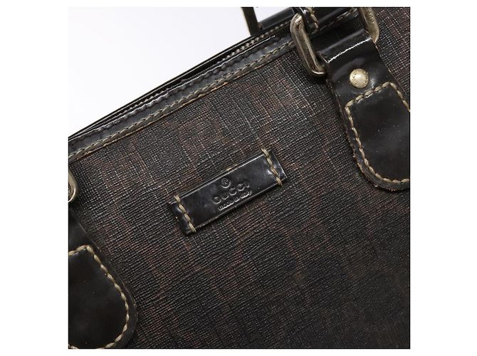 Gucci Borsa GG Supreme in PVC pelle dorata marrone scuro 190259 Auth 139819 - vista 14