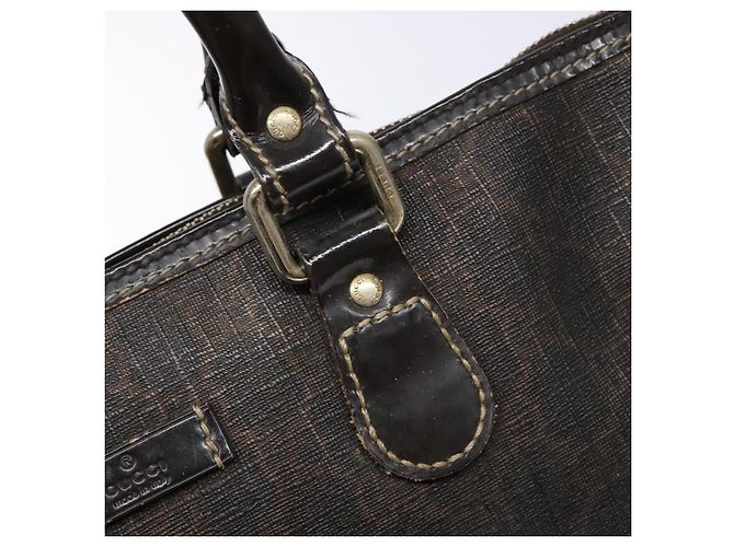 Gucci Borsa GG Supreme in PVC pelle dorata marrone scuro 190259 Auth 139819 - vista 15