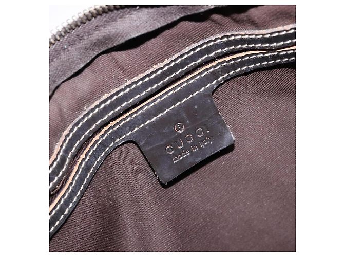 Gucci Borsa GG Supreme in PVC pelle dorata marrone scuro 190259 Auth 139819 - vista 17