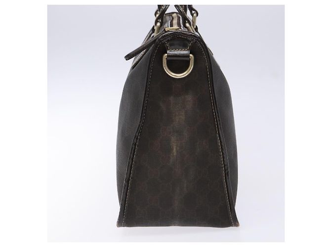Gucci Borsa GG Supreme in PVC pelle dorata marrone scuro 190259 Auth 139819 - vista 4