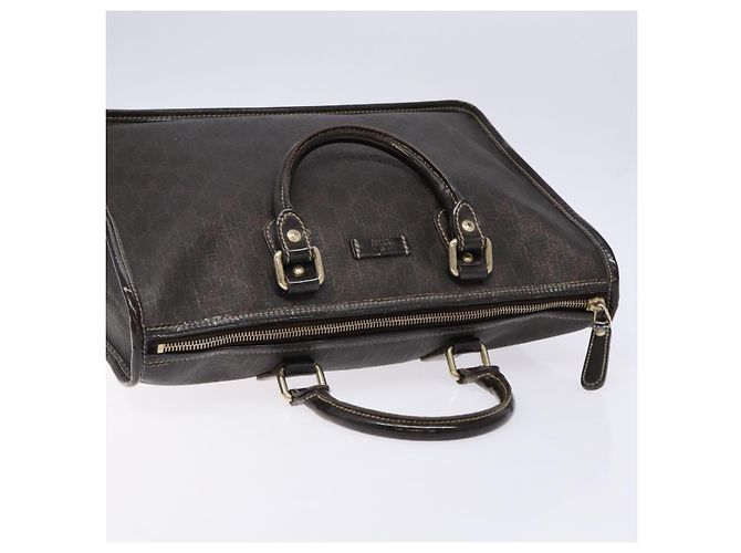 Gucci Borsa GG Supreme in PVC pelle dorata marrone scuro 190259 Auth 139819 - vista 6