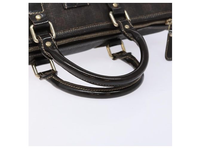 Gucci Borsa GG Supreme in PVC pelle dorata marrone scuro 190259 Auth 139819 - vista 7