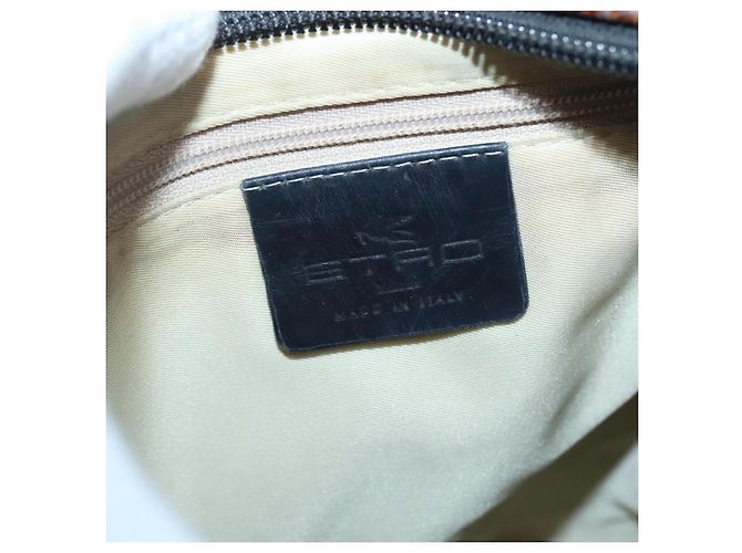 Borsa a Spalla ETRO in Pelle PVC Marrone Argento Auth bs28972 - vista 15