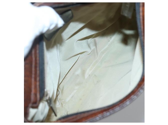 Borsa a Spalla ETRO in Pelle PVC Marrone Argento Auth bs28972 - vista 16