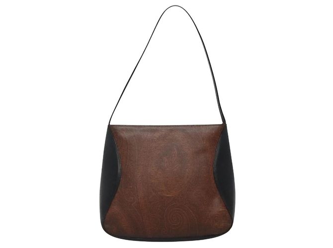 Borsa a Spalla ETRO in Pelle PVC Marrone Argento Auth bs28972 - vista 2