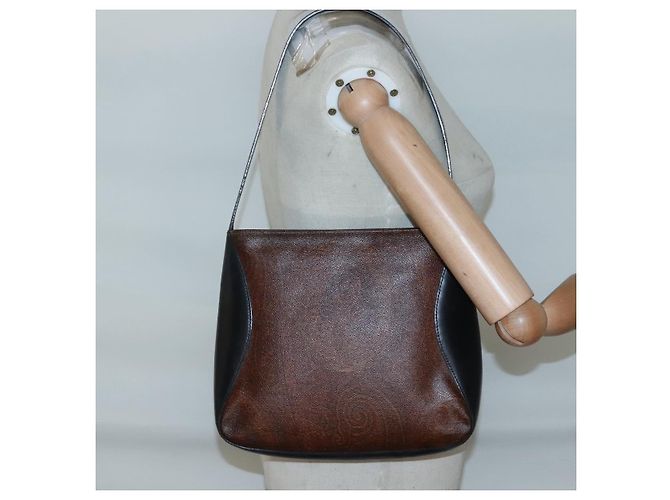 Borsa a Spalla ETRO in Pelle PVC Marrone Argento Auth bs28972 - vista 20