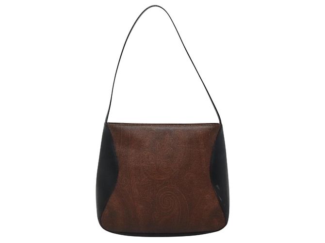 Borsa a Spalla ETRO in Pelle PVC Marrone Argento Auth bs28972 - vista 3