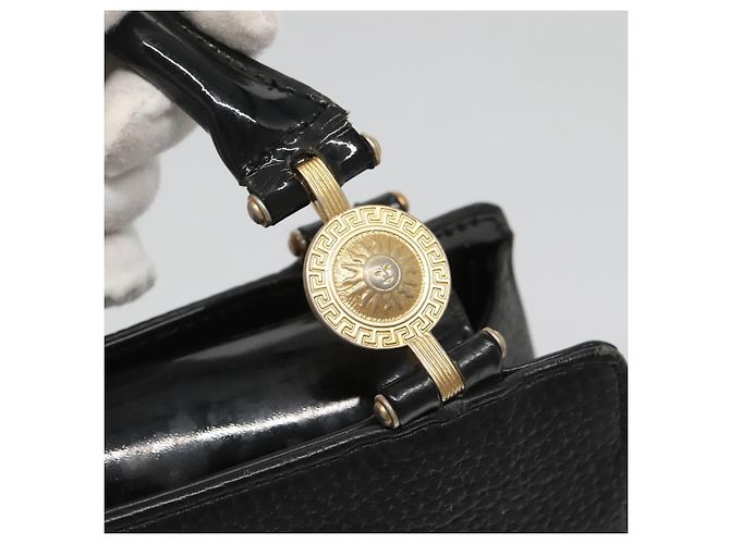Borsa Tote in Pelle Nera e Oro Gianni Versace Auth BA5104 Nero D'oro - vista 10