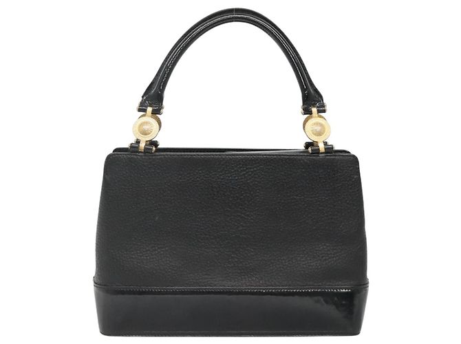 Borsa Tote in Pelle Nera e Oro Gianni Versace Auth BA5104 Nero D'oro - vista 2