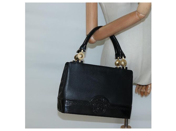 Borsa Tote in Pelle Nera e Oro Gianni Versace Auth BA5104 Nero D'oro - vista 22