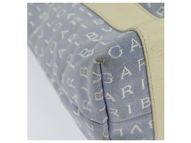 Bulgari BVLGARI Logo Mania Tote Bag aus Canvas in Hellblau Silber Auth BA5058 - Ansicht 15
