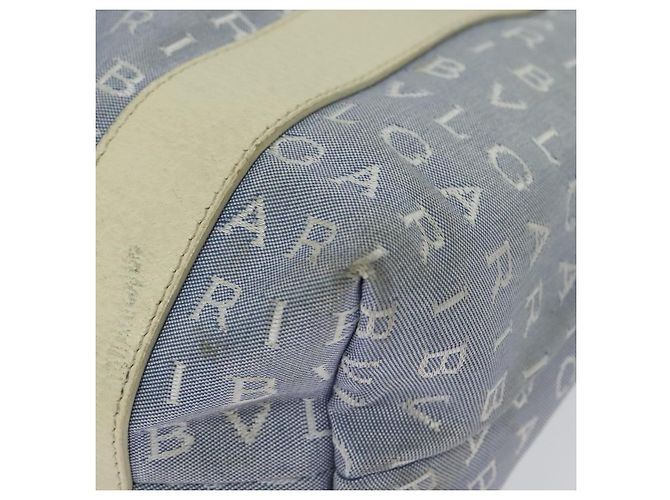 Bulgari BVLGARI Logo Mania Tote Bag aus Canvas in Hellblau Silber Auth BA5058 - Ansicht 16