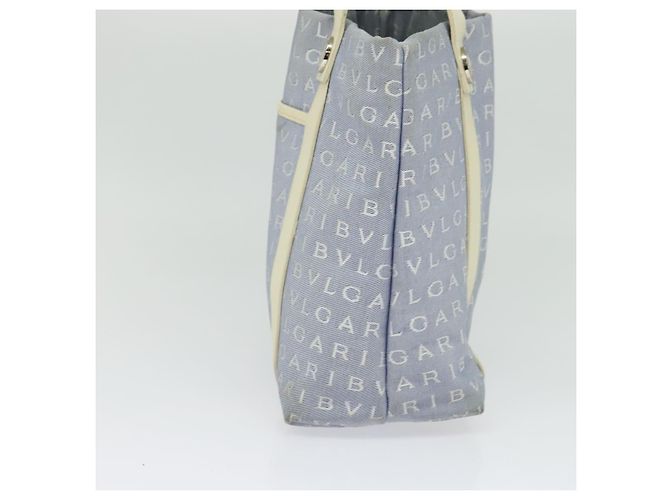 Bulgari BVLGARI Logo Mania Tote Bag aus Canvas in Hellblau Silber Auth BA5058 - Ansicht 4