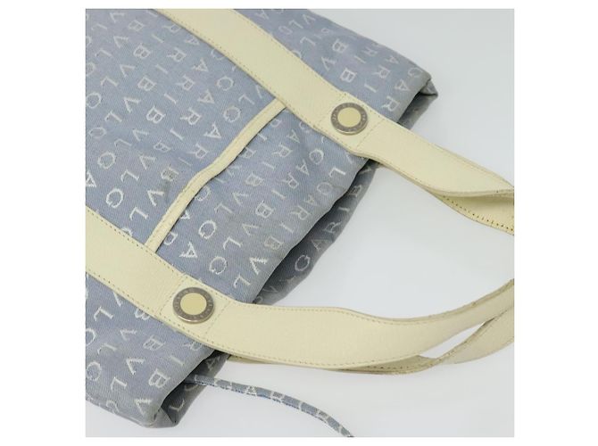 Bulgari BVLGARI Logo Mania Tote Bag aus Canvas in Hellblau Silber Auth BA5058 - Ansicht 6