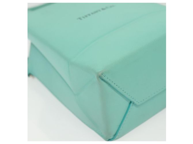 Autre Marque Tiffany&Co. Mini Borsa a Mano in Pelle 2in1 Blu Turchese Argento Auth 139063 - vista 10