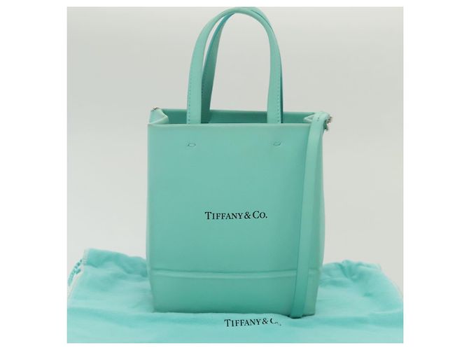 Autre Marque Tiffany&Co. Mini Borsa a Mano in Pelle 2in1 Blu Turchese Argento Auth 139063 - vista 12