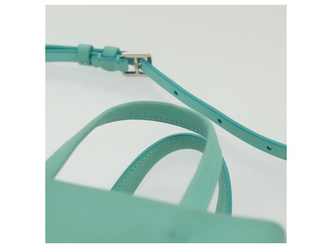 Autre Marque Tiffany&Co. Mini Borsa a Mano in Pelle 2in1 Blu Turchese Argento Auth 139063 - vista 14
