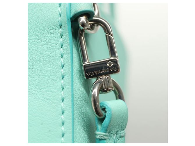 Autre Marque Tiffany&Co. Mini Borsa a Mano in Pelle 2in1 Blu Turchese Argento Auth 139063 - vista 19
