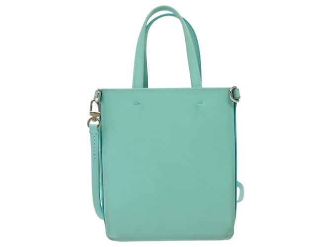 Autre Marque Tiffany&Co. Mini Borsa a Mano in Pelle 2in1 Blu Turchese Argento Auth 139063 - vista 2