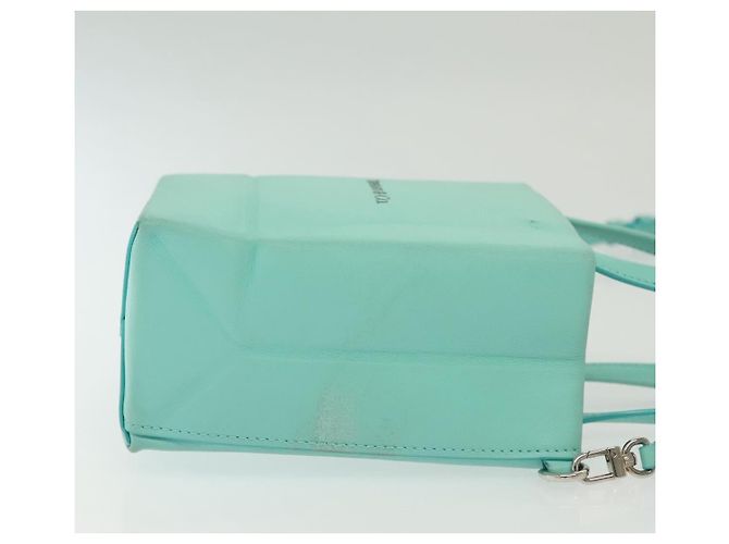 Autre Marque Tiffany&Co. Mini Borsa a Mano in Pelle 2in1 Blu Turchese Argento Auth 139063 - vista 3