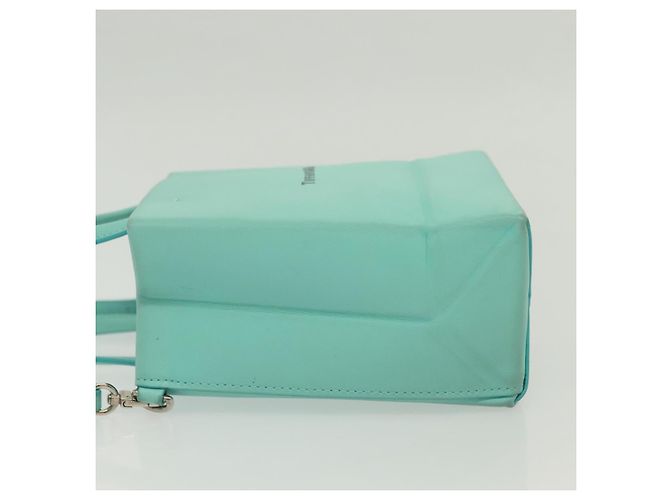 Autre Marque Tiffany&Co. Mini Borsa a Mano in Pelle 2in1 Blu Turchese Argento Auth 139063 - vista 5