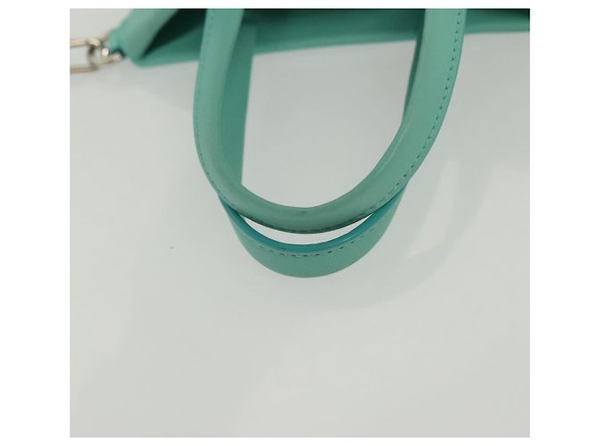 Autre Marque Tiffany&Co. Mini Borsa a Mano in Pelle 2in1 Blu Turchese Argento Auth 139063 - vista 8