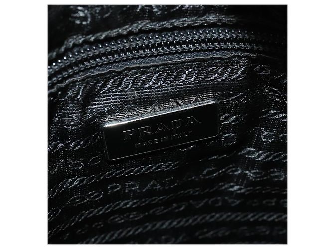 Borsa a Mano PRADA Tweed Pelle Beige Nero Argento Auth yk19291 - vista 18