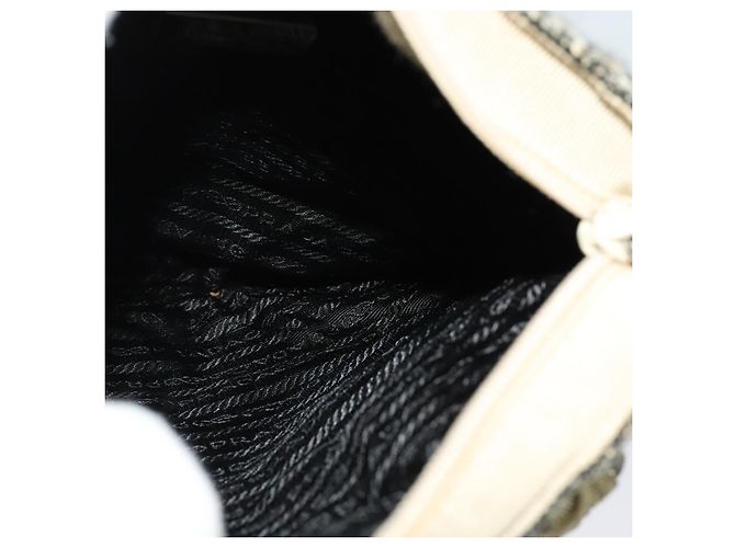 Borsa a Mano PRADA Tweed Pelle Beige Nero Argento Auth yk19291 - vista 19