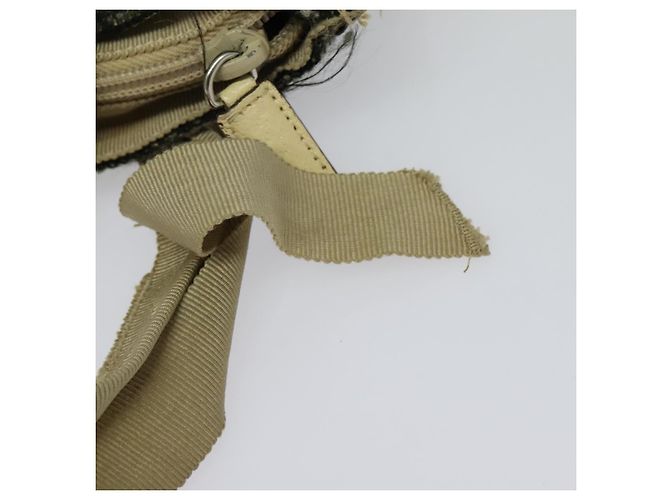 Borsa a Mano PRADA Tweed Pelle Beige Nero Argento Auth yk19291 - vista 8