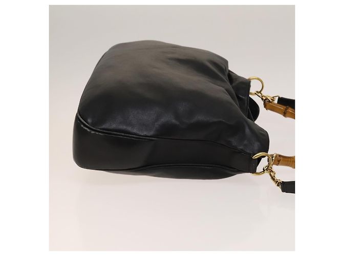 Borsa a spalla Gucci Bamboo in pelle 2 in 1 Nero Oro 001 1577 Auth 138325 - vista 4