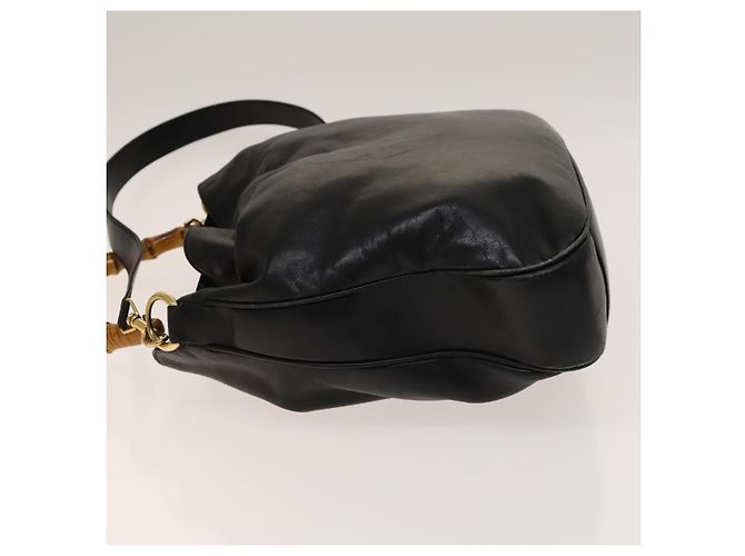 Borsa a spalla Gucci Bamboo in pelle 2 in 1 Nero Oro 001 1577 Auth 138325 - vista 5