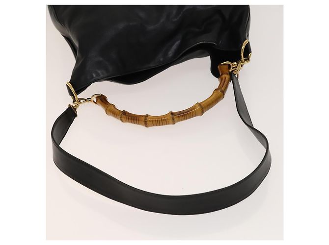 Borsa a spalla Gucci Bamboo in pelle 2 in 1 Nero Oro 001 1577 Auth 138325 - vista 7