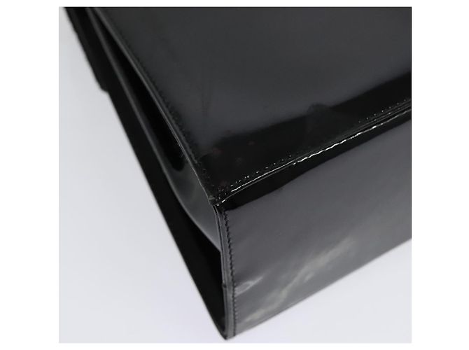 Borsa a mano Gancini in smalto 2 in 1 nera e oro Auth 138879 di Salvatore Ferragamo - vista 17