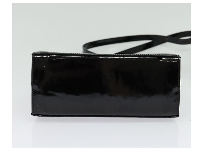 Borsa a mano Gancini in smalto 2 in 1 nera e oro Auth 138879 di Salvatore Ferragamo - vista 5