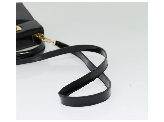 Borsa a mano Gancini in smalto 2 in 1 nera e oro Auth 138879 di Salvatore Ferragamo - vista 8