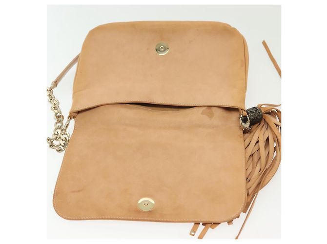 Borsa a spalla in pelle beige e oro con borchie Jimmy Choo Auth BA5032 D'oro - vista 10