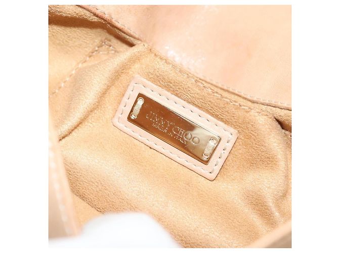Borsa a spalla in pelle beige e oro con borchie Jimmy Choo Auth BA5032 D'oro - vista 18